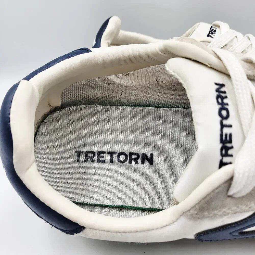 Tretorn Rawlins White & Blue Canvas Suede Leather Trim Sneakers Women's Size 8.5
